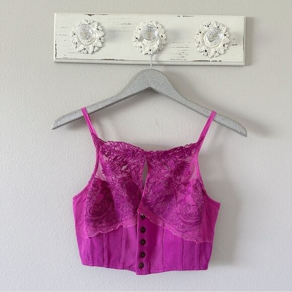Free People Tops - Free People Have My Heart Crop Cotton Camisole in Raspberry Sherbet NEW